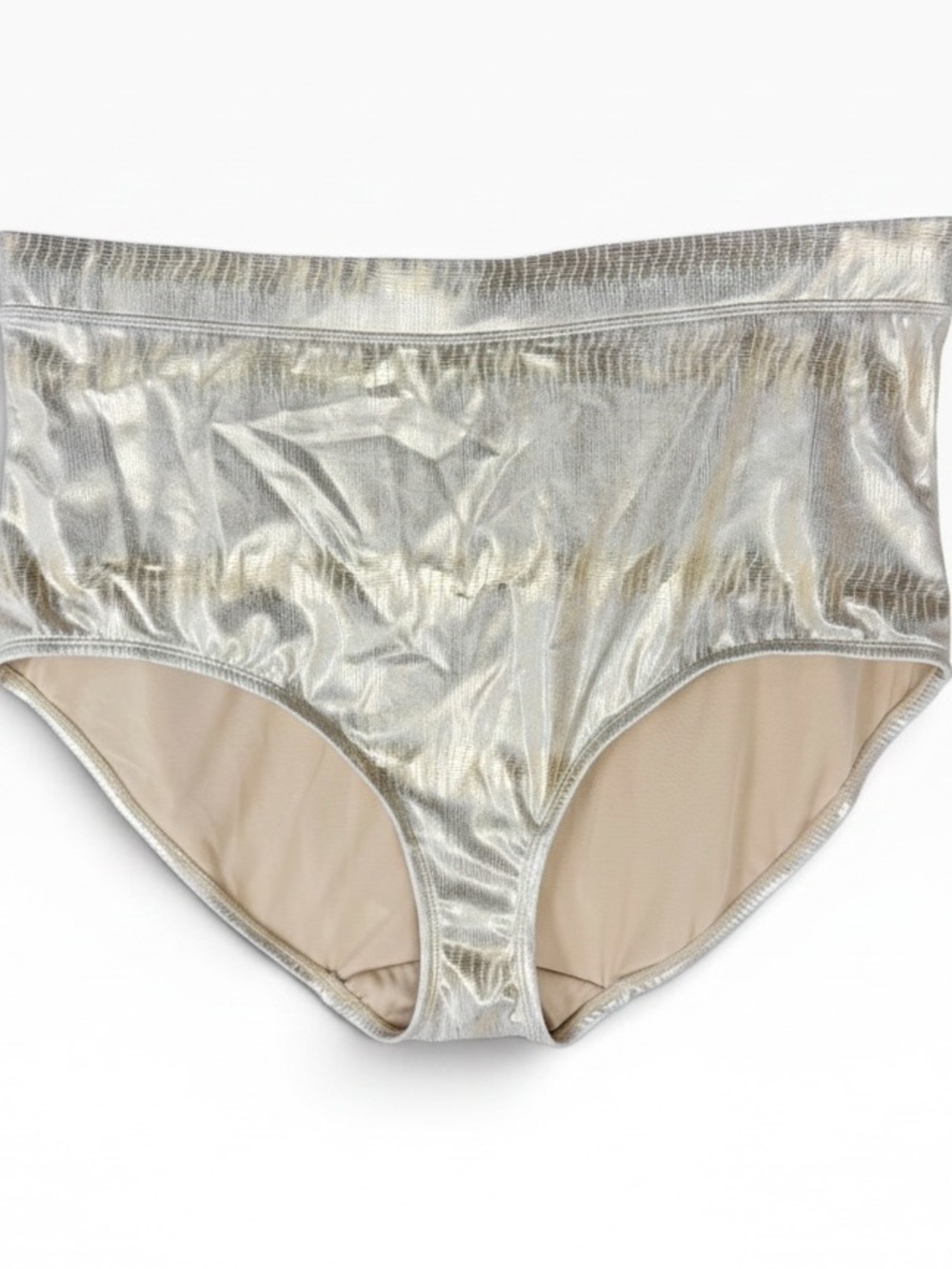 Swim by Cacique Size 26 Metallic Gold High Waist Bikini Brief Bottom Plus Size